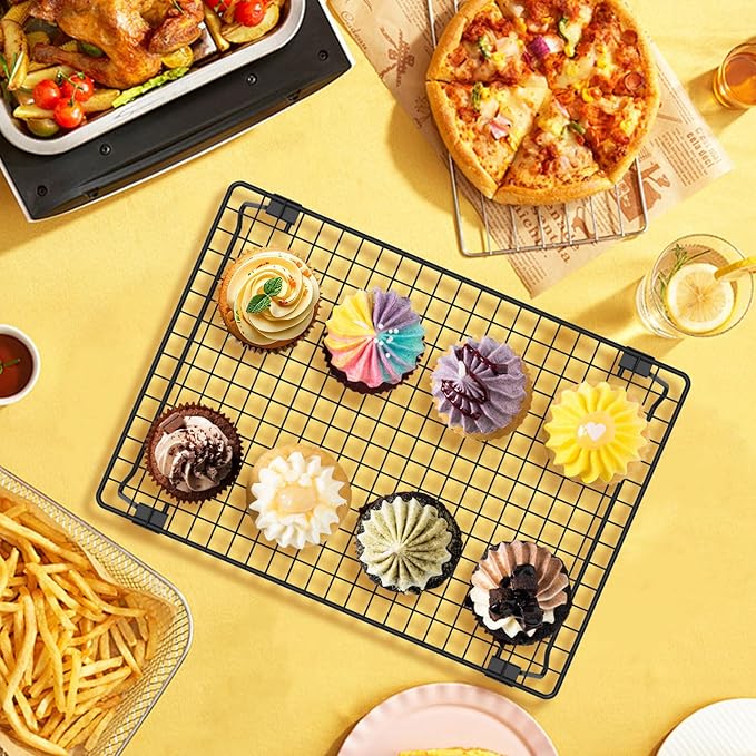 2 Pcs Cooling Racks for Cooking and Baking, 13.4x9.4inch Cookie Cooling Racks, Carbon Steel Wire Cooling Rack for Baking, Stackable Cooling Rack for Baking Cooking Cooling Roasting Making Jerky