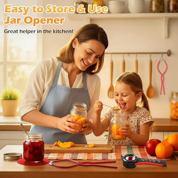 Enhon Jar Opener for Weak Hands, with Bottle Opener and Rubber Grippers Pad, Stainless Steel Jar Lid Opening for Seniors with Arthritis, Suitable for Most Sizes, Kitchen Gifts for Mother, Women