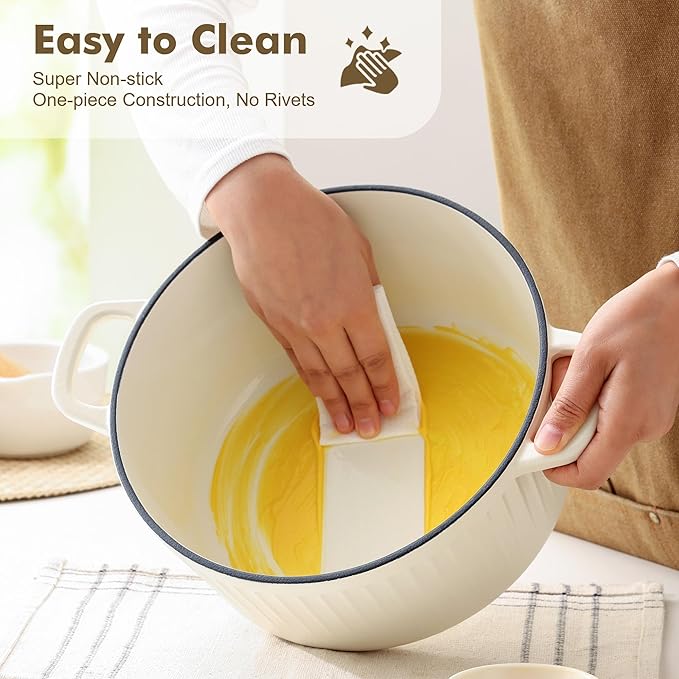 SENSARTE Enameled Cast Iron Dutch Oven Pot with Lid 3.5 Quart Heavy-Duty Round Dual Handles Kitchen Pot with Cotton Potholders & Silicone Trivet, Pot for Bread Baking, Stews, Braising, Roasting, Oven Safe up to 500°F, White