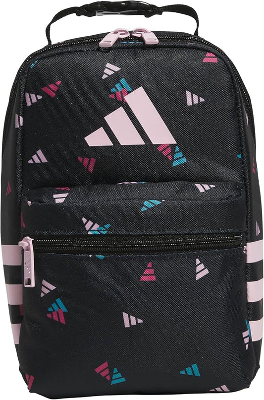 adidas Kids Santiago Lunch Bag – Insulated Cooler Lunchbox for Girls & Boys, 8L, Meadow Floral Black/Black/White/3, One Size