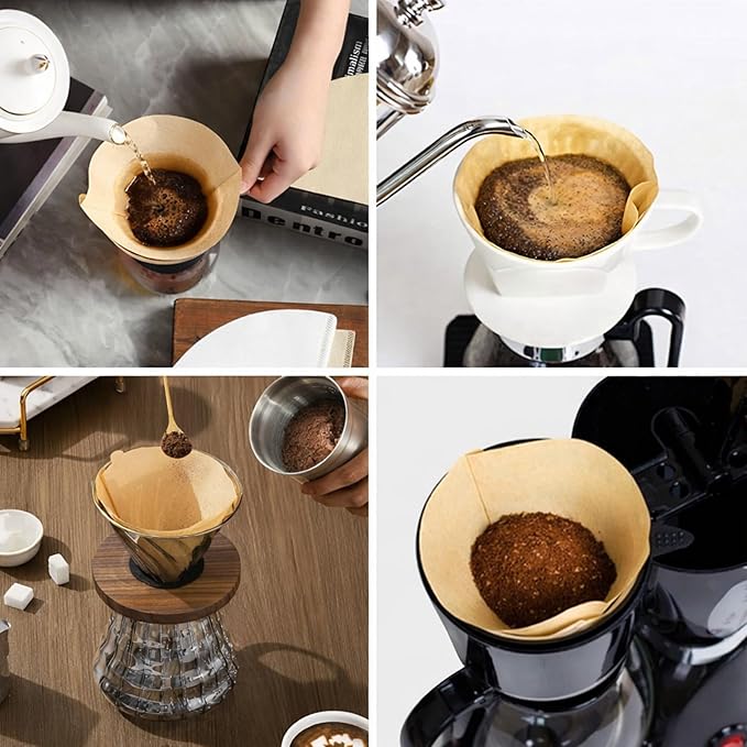Coffee Filters 2, Set of 400 Disposable #2 Cone Coffee Filter Unbleached Natural Coffee Filters 2 Cone Paper for Pour Over Coffer Makers/Coffee Dripper Cones(2-6 Cups）
