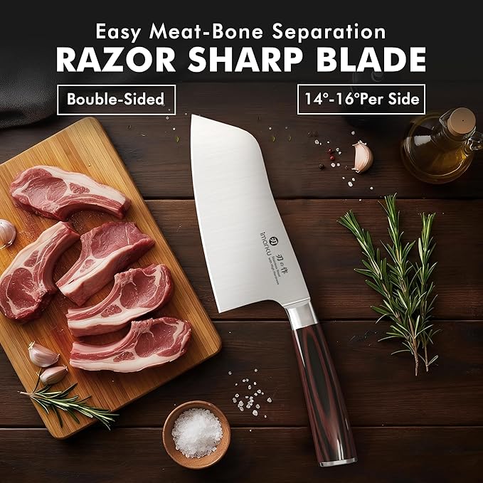 imarku 7 Inch Meat Cleaver Knife,Japanese SUS440A High Carbon Stainless Steel Butcher Knife with Ergonomic Handle,Ultra Sharp Vegetable Kitchen Knife for Home,Birthday Gifts for Men and Women