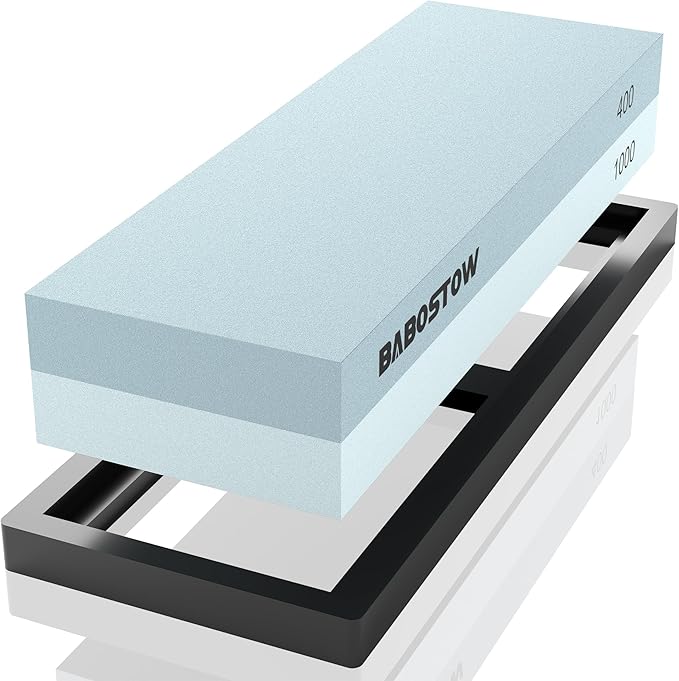 Premium Whetstone Knife Sharpening Stone 2 Side Grit 400/1000 Waterstone - Whetstone Knife Sharpener - NonSlip Rubber Base for Kitchen Knife Sharpener Stone