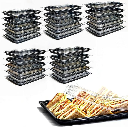 25 Pack Catering Trays with Lid – 13" Serving Trays with Lids - Reusable Serving Platter With Lid for Catering, Buffet, Picnics & Events – Party Trays With Lids (13.39 × 9.84 × 2.95 inch)
