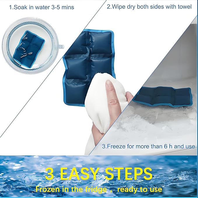 4pcs Ice Packs for Lunch Boxes & Coolers - Reusable,Lightweight Cooler Ice Pack for Food Freshness, Drinks Freezer (6”x4”x0.7”) - Non-Toxic Cooler for Picnic, School, Sports & Camping