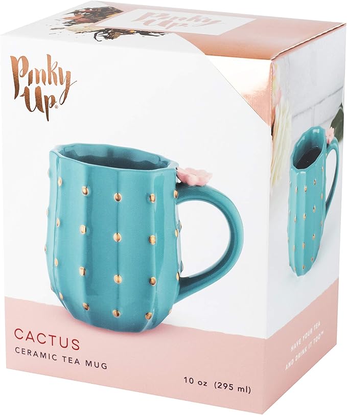 Pinky Up Cactus Ceramic Coffee Mugs, Tea Cups, Travel Mug, Latte Cup, Drinking Glasses for Chocolate, Milk, Cocktails, Mocktails, 12 oz, Set of 1