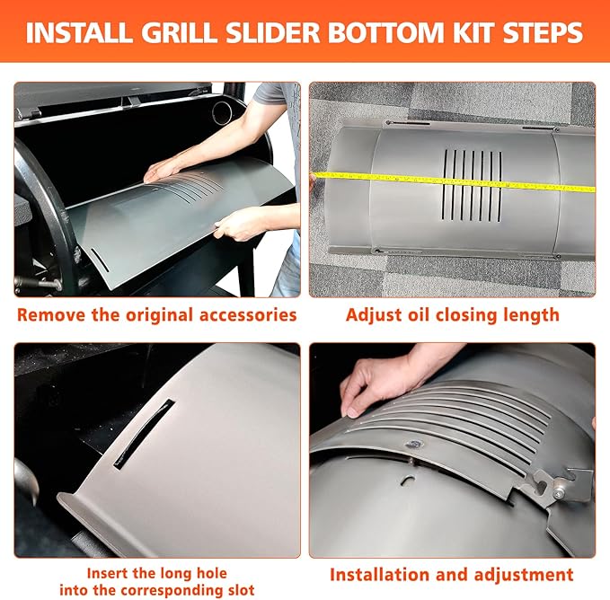 Flame Broiler Kit for Pit Boss PB1600 PB1150 PB1000 PB850 PB820 PB700 Series Pellet Grills, Adjustable Flame Broiler Slide Cover and Bottom Kit, Grill Replacement Parts for Pit Boss Smoker, 2Pcs