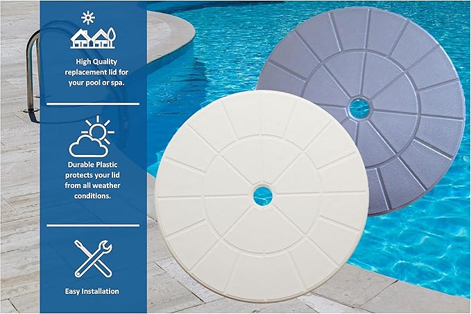 Swimming Pool Skimmer Cover Debris Canister Deck Lid 9 1/8" Inch Skimmer Valve Replacement Lid (White)
