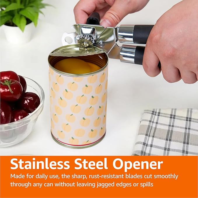 Amazon Basics Multi-function Manual Can Opener and Bottle Opener with Soft Grip Dual Handle, 22 cm, Black