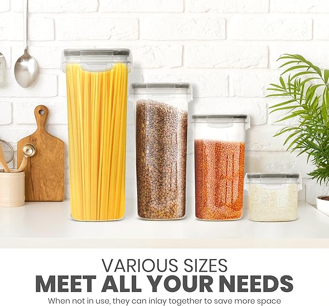 KICHLY Airtight Food Storage Containers With Lids (16 Pack) - Pantry Organizers - Pantry Storage - For Cereal & More