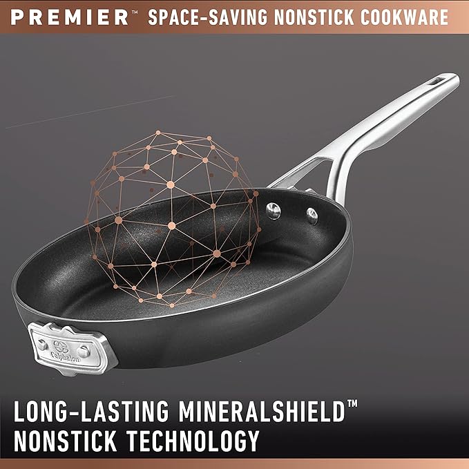 Calphalon Premier Space-Saving Nonstick Cookware Set, 8-Piece, Stackable, Hard-Anodized Aluminum
