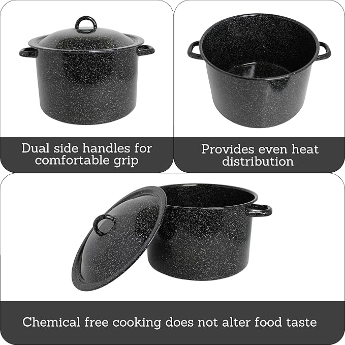 MIRRO 7.75qt Enamel Stock Pot, Black
