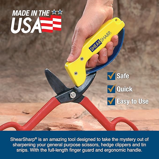 AccuSharp ShearSharp Scissors Sharpener, Diamond-Honed Tungsten Carbide Blade Sharpening Tool for Scissors, Garden Shears, Kitchen Shears, Hedge Clippers, Yellow