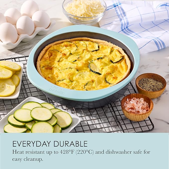 Chicago Metallic Silicone Round Cake Pan, 8-Inch Flexible Nonstick Bakeware with Wire-Reinforced Rim, BPA-Free Food-Grade Silicone, Oven Safe to 428F, Dishwasher Safe, Easy Cake Release