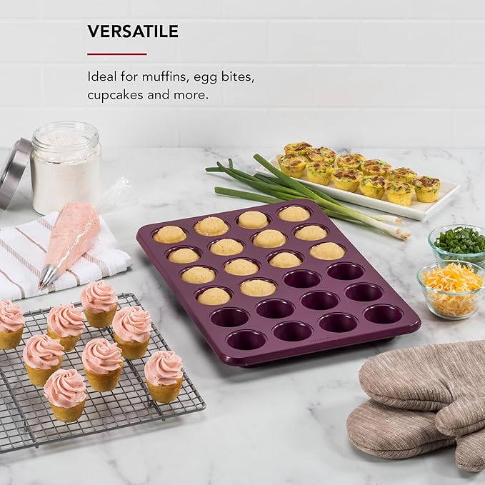 KitchenAid 24-Cup Nonstick Aluminized Steel Mini Muffin Pan, Beetroot