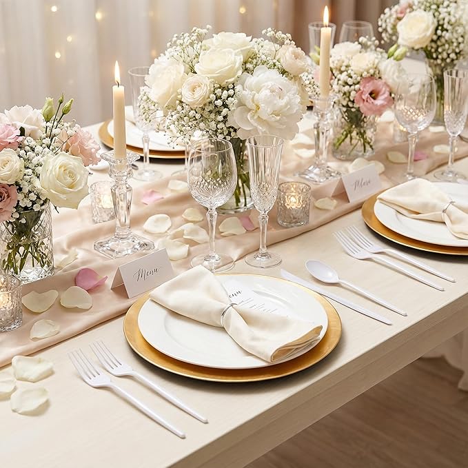 Supernal 180PCS White Plastic Silverware,White Utensils Set Disposable,Disposable Silverware Include 60 Forks,60 Knives,60 Spoons,Heavy Duty Party Cutlery for Birthday,Dinner,Wedding (Pack of 2)