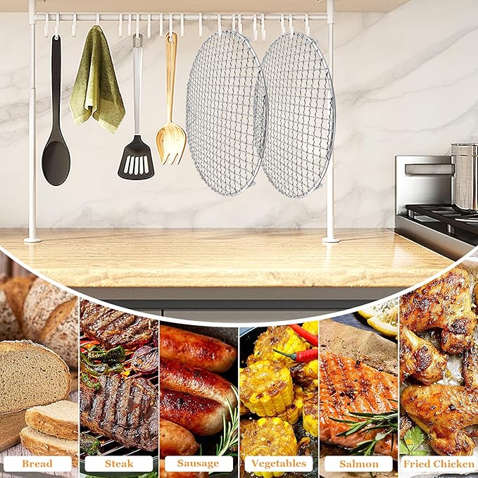 2 pcs Round Cooling Rack, 11'' Grill Wire Cooling Racks, Stainless Steel Cross Wire Cooking Racks, Round Grilling Rack with 20mm Legs for Cooking Baking BBQ Air Fryer Oven Enamel Pot