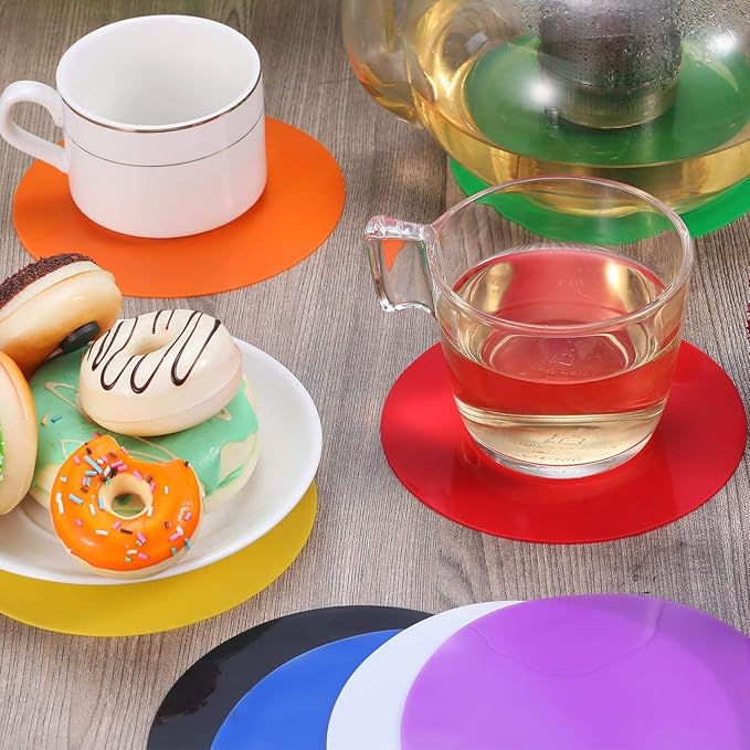 Chuangdi 8 Pcs Jar Opener Rubber Jar Gripper Pads 5'' Round Coasters Heat Insulation Pad Trivet Non Tear Multi-Purpose Bottle Lid Openers for Arthritic Weak Hands Kitchen Supplies(Bright Color)