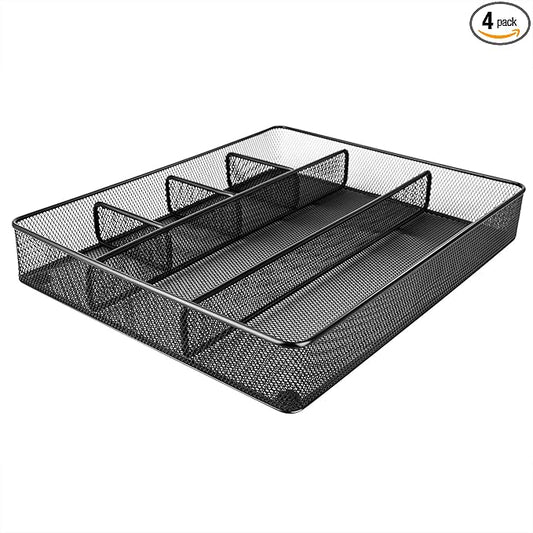 Amazon Basics Mesh Drawer Organizer, Black | Pack of 4