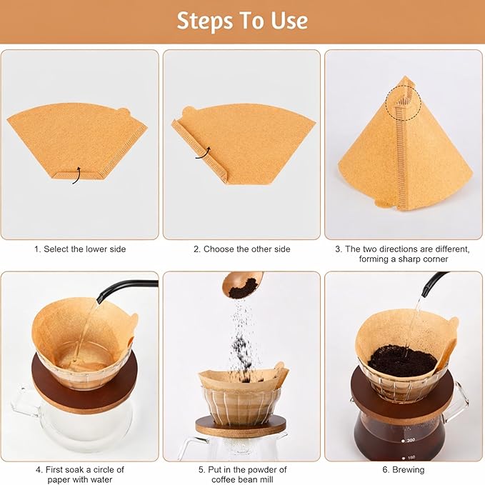 Coffee Filters 2, Set of 400 Disposable #2 Cone Coffee Filter Unbleached Natural Coffee Filters 2 Cone Paper for Pour Over Coffer Makers/Coffee Dripper Cones(2-6 Cups）