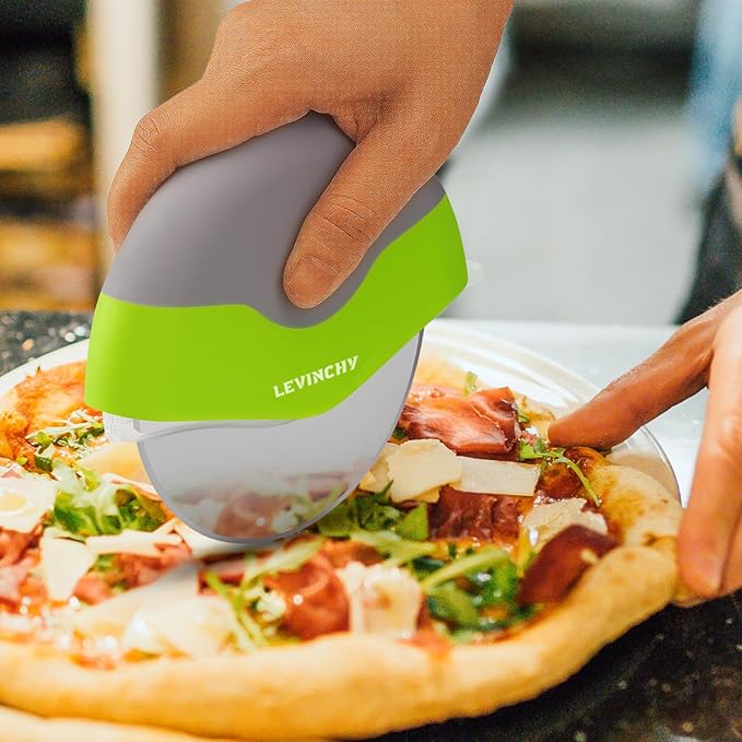 Pizza Cutter Wheel, Easy to Clean Detachable Slicer, Pizza Slicer Cutter, Premium Spuer Sharp Stainless Steel, with Protective Blade Guard, Large Size, Green