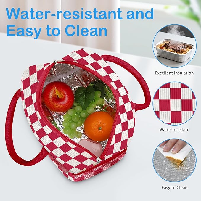 DALINDA Corduroy Lunch Box for Women,Insulated Lunch Bag Cute Cooler Tote Bag,Reusable 11L Large Capacity for Work Camping Picnic