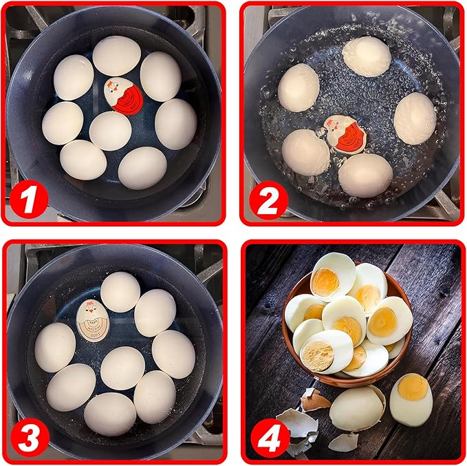 Eggssentials Pack of 2 Red Egg Timer That Goes in Water – Egg Timer for Hard Boiled Eggs and Soft Boiled Eggs, Red Color Fades for Accurate Doneness.