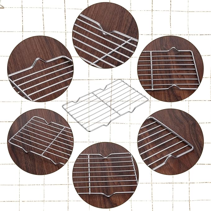 Wire Rack for Baking Sheet, Stainless Steel Cooling Rack with Legs Grilling Cooking Racks Heavy Duty Wire Grate Oven Roasting Racks Rectangle Cooling Racker for Baking Roasting Grilling (8.5"X5.3")