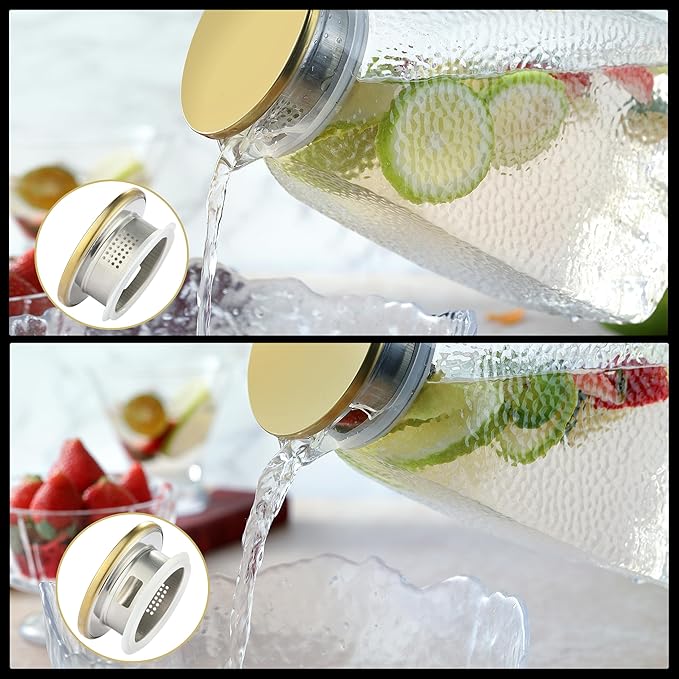 Glass Pitcher, Mituer 60oz Glass Water Pitchers with Handle and Lid, Tea Pitcher for Fridge, Iced Tea, Coffee Milk, Juice