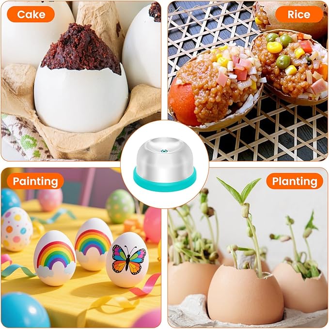 Egg Piercer for Boiling & Baking, Stainless Steel Egg Puncher with Spring-Loaded Needle & Non-Slip Base, Prevents Cracking for Perfect Hard/Soft Boiled Eggs, Eggshell Peeler Tool (Blue)