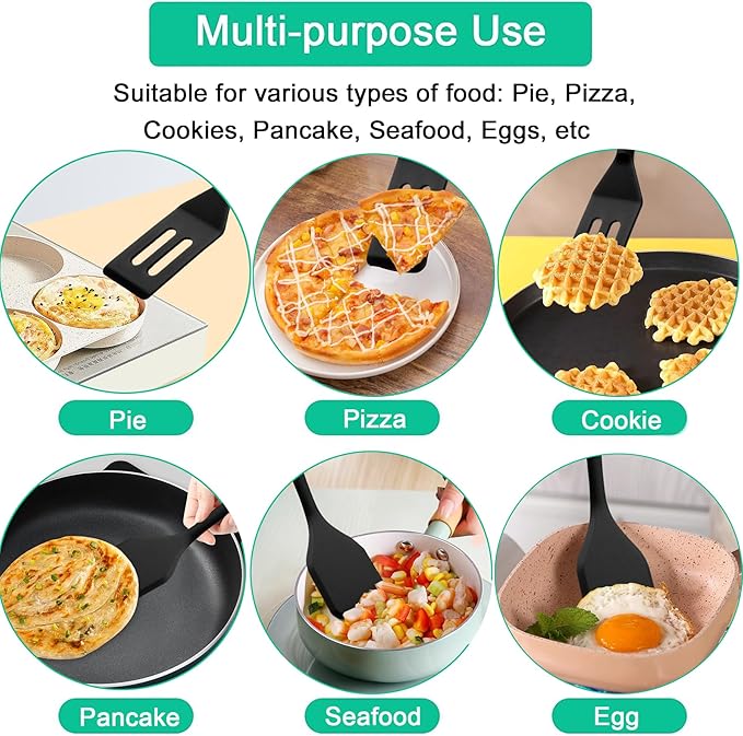 （2 Pack） Heat-Resistant Flexible Silicone Spatula for Baking, Cooking, Small Silicone Spatula Kitchen Utensils for Cookies & Brownies, Mini Rubber Spatulas for Nonstick Cookware (Black)