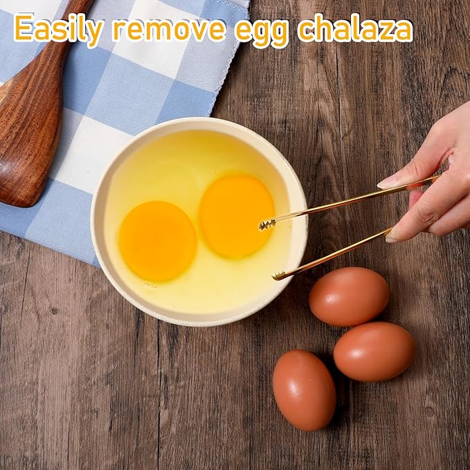 2 Pack Egg Chalaza Remover Tongs, Toothed Design Eggshell Fragment Remover Tool Stainless Steel Multipurpose Kitchen Utensil for Baking Cooking Pastry Chefs