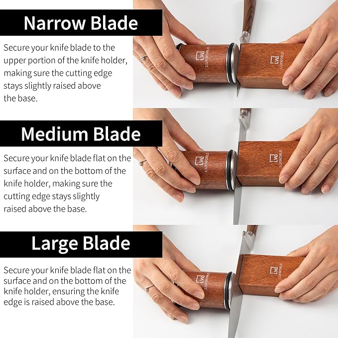 Premium Rolling Knife Sharpener – Diamond & Ceramic Disc Knife Sharpener for Kitchen & Pocket Knives – Manual Sharpening Tool with Magnetic Angle Base 15° & 20° – Professional Razor Edge Tool (Brown)