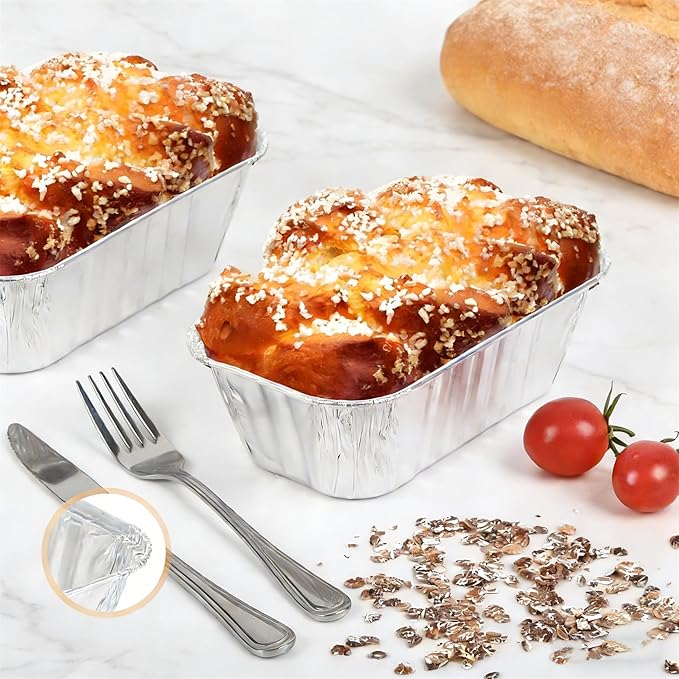 100 Pack 1 Lb Mini Loaf Pans Disposable, 6” x 3.5” x 2” Oven Safe Small Foil Loaf Pans, Aluminum Loaf Pans,Aluminum Foil Bread Tins Pans for Baking Holiday Treats Food Storage and Takeout
