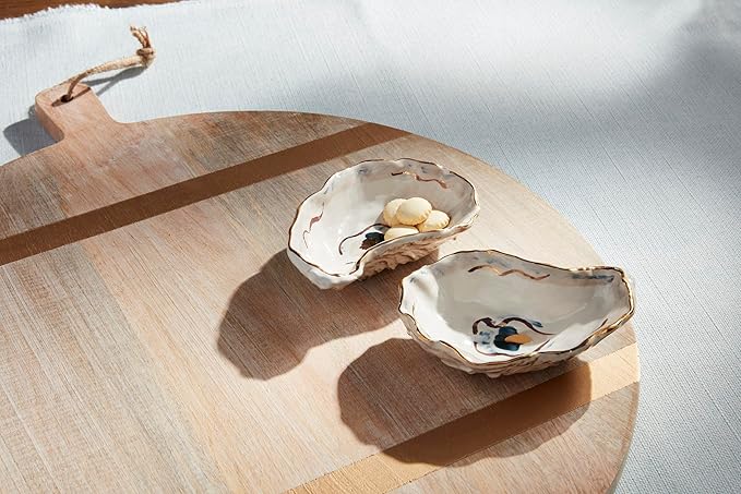 Mud Pie Oyster Tidbit Set; 3 1/2" x 5"