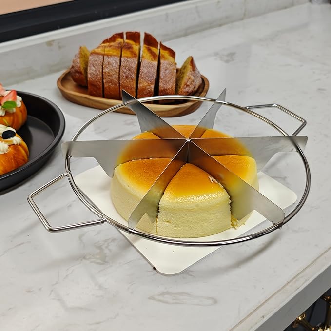 8 Slices Pie Cutter Cookie Cutters Pizza Cutters Cake Slicer for Even Slices Stainless Steel Side handle Kitchen Tools
