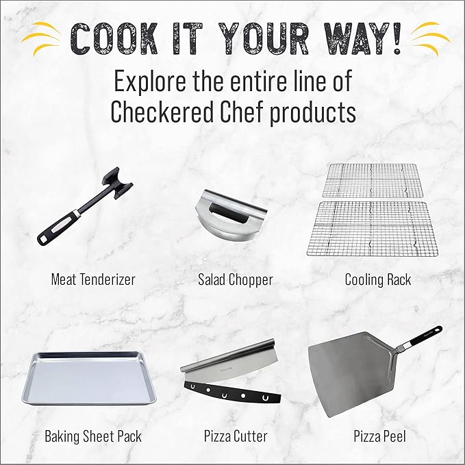 Checkered Chef Pizza Cutter Rocker Blade 14" - Sharp Stainless Steel Rocker Knife with Plastic Blade Sheath, Dishwasher Safe, Outdoor Pizza Oven Accessories