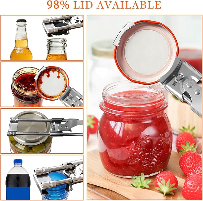2PCS Jar Opener for Weak Hands,New Adjustable Multifunctional Stainless Steel Can Opener for Seniors,Arthritis Adjustable Jar Opener Upgrade Easy Grip Jar Lid Gripper Bottle Opener Kitchen Gadgets