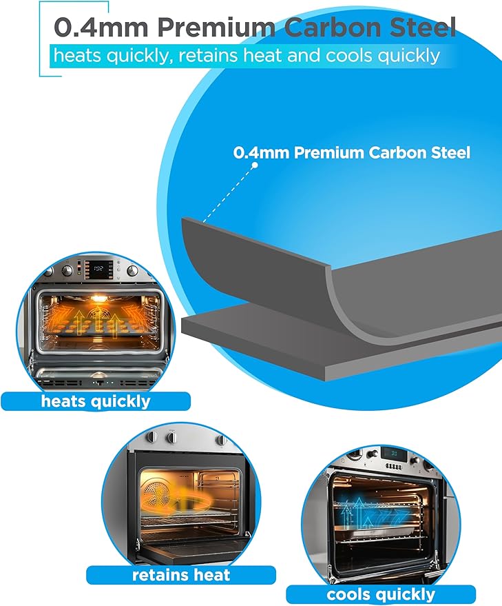 BLACK+DECKER 3-Piece Carbon Steel Baking Sheet Set, Includes 13”, 15”, 17” Cookie Sheets for Baking, 0.4mm Carbon Steel Baking Pans Set with Ceramic Non-Stick Coating, PFOA & PTFE Free, Black Finish