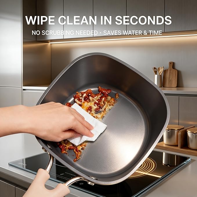 1.5QT Saucepan with Lid, Nonstick Ceramic Coating, PFAS & PFOA-Free, Induction Compatible, Dishwasher Safe, Stay-Cool Handles, Durable Scratch-Resistant Design