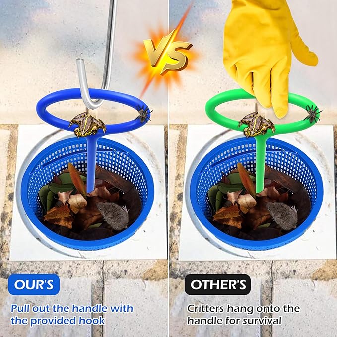 2 Sets Skimmer Basket Handle, Universal Swimming Pool Skimmer Basket Handle Hook Pool Filter Basket Handle Fit All Inground Pool for Debris Removal Keep Hands Safe and Clean