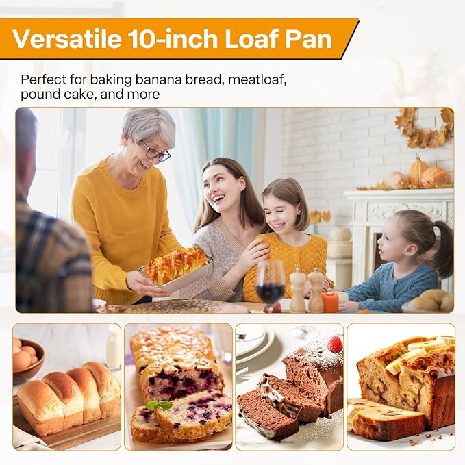 2pack Loaf Pan, 10inch Banana Bread Pan, Non-Stick Banana Bread Pan, Stackable Bread Pans for Homemade Bread, 10x5inch Small Bread Pans for Baking