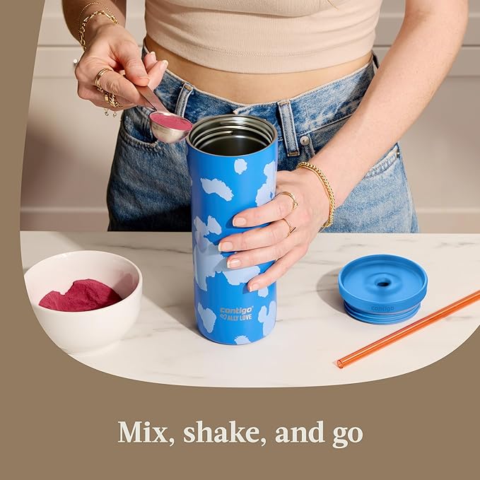 Contigo x Ally Love Streeterville Stainless Steel Tumbler with Straw, Easy Clean Lid, Leak Proof, BPA Free, 24oz, Stellar Jay