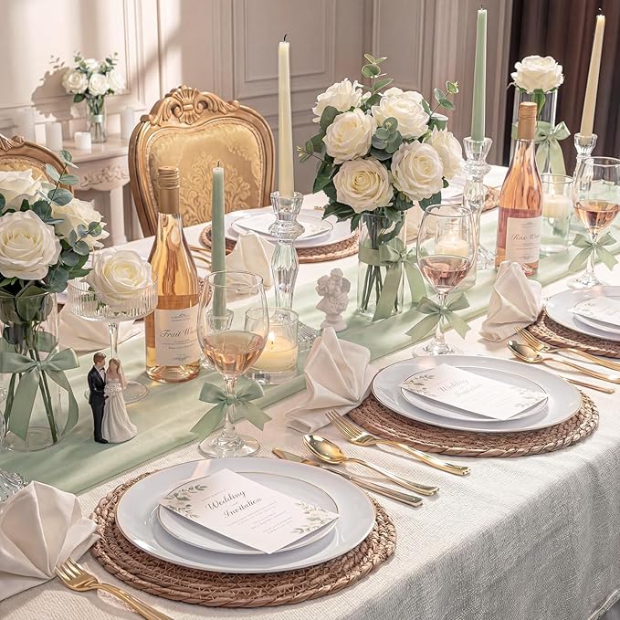 KIRE 60PCS Gold Plastic Plates - Heavy Duty White Disposable Plates with Gold Rim for Wedding/Easter/Spring/Ramadan - Include 30Pieces 10.25inch Dinner Plate and 30Pcs 7.5inch Dessert Plate