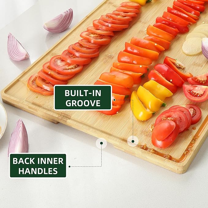 GarveeHome 24 x 16 in Bamboo Cutting Board, Large Kitchen Chopping Board with Juicy Groove, Wooden Butcher Block Cutting Board Perfect for Meat, Cheese, Vegetables, Fruits