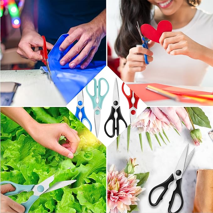 Black Kitchen Scissors, Rkqoa Kitchen Shears Set Heavy Duty Cooking Scissor, Dishwasher Safe & Stainless Steel Sharp Utility Scissors for Cooking, Camping, Everyday use
