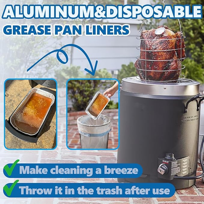 SafBbcue Aluminum Grill Drip Pan Liners for Char-Broil The Big Easy 2425514W12 Grease Tray, Heavy Duty Disposable Foil Grease Catchers for Charbroil Big Easy Turkey Fryer Accessories, 10 Pack