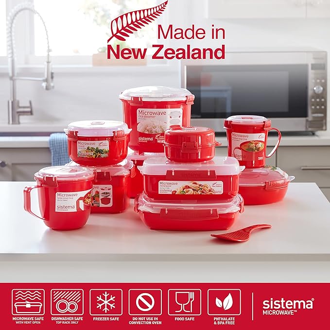 Sistema 1109ZS Microwave Collection Noodle Bowl Red,(Pack of 4)