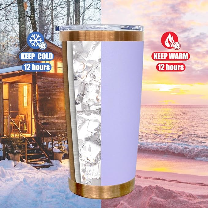 20 oz Tumbler Bulk Stainless Steel Tumblers with Lids and Straws, Double Wall Vacuum Insulated Travel Coffee Mug for Laser Engrave, Powder Coated Cups for Hot and Cold Drinks (Lilac,1 pack)