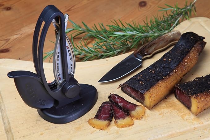 Warthog V-Sharp CURVE Professional Knife Sharpener System, 25 Degree Angle Knife Sharpener, 325 Grit Diamond Hones, Kitchen Tools, Easy to Use, Lightweight, No Adjustments, Ultra Compact, Black